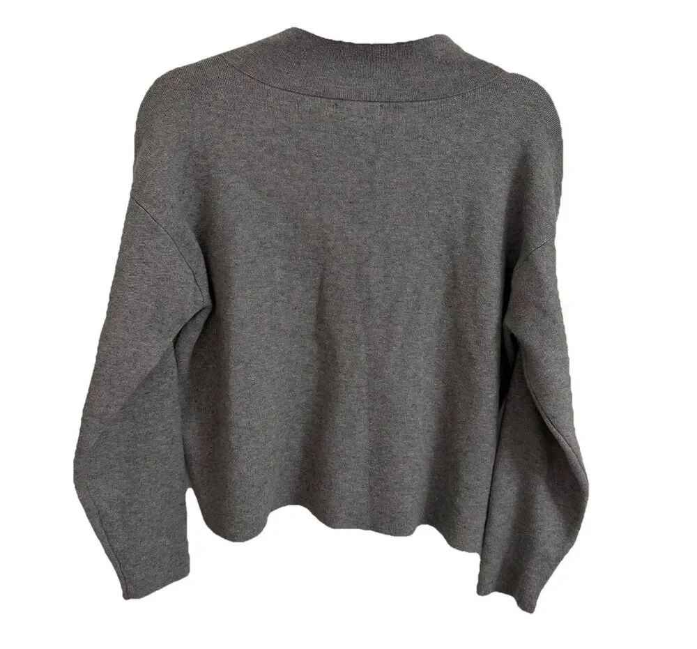 Quince Sweater Womens‎ Small Heather Gray Eco-Knit Milano Stitch Mock Neck